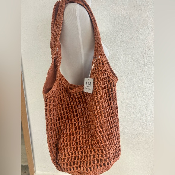 Haute Hippie Handbags - Haute Hippie  RARE color Terra Cotta woven Shoulder Hobo Bag NWT 
Snap closure